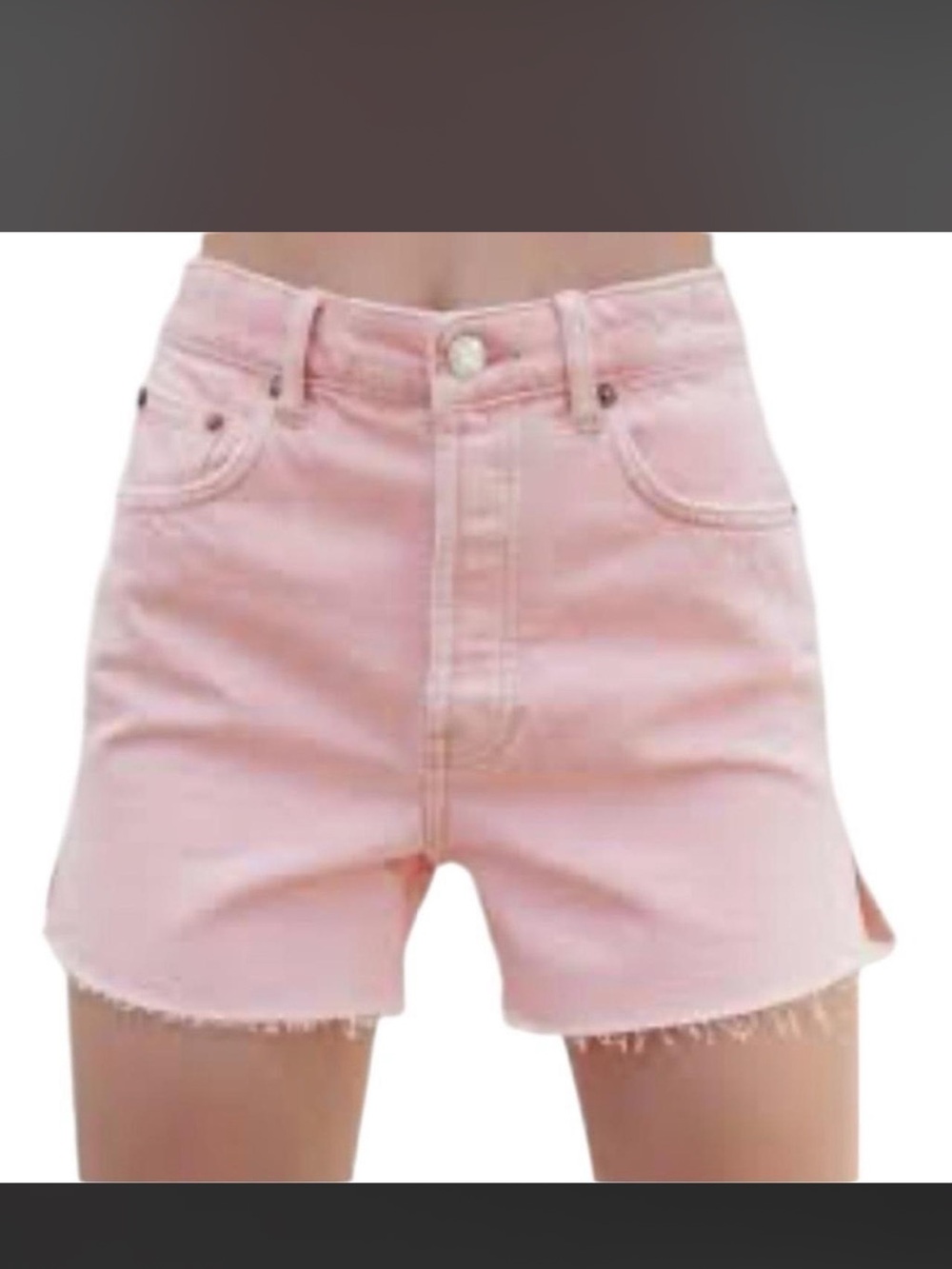 Zara Pink High-Rise Denim Shorts with Frayed Hem